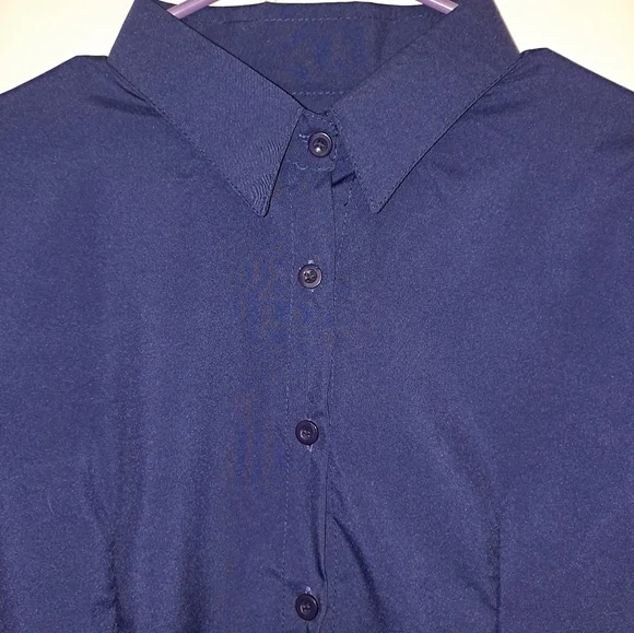 Navy blue button up long sleeve collared bodysuit size Small - Picture 9 of 9